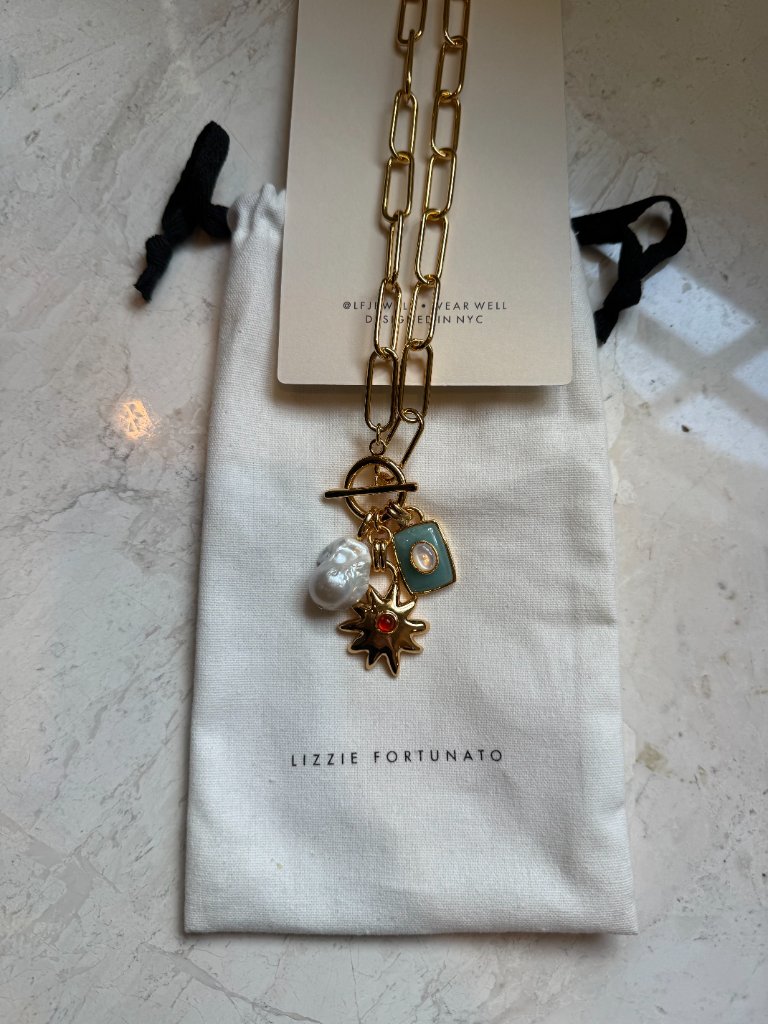 Lizzie Fortunato Helios Charm Necklace In Merlot — image 3 of 3